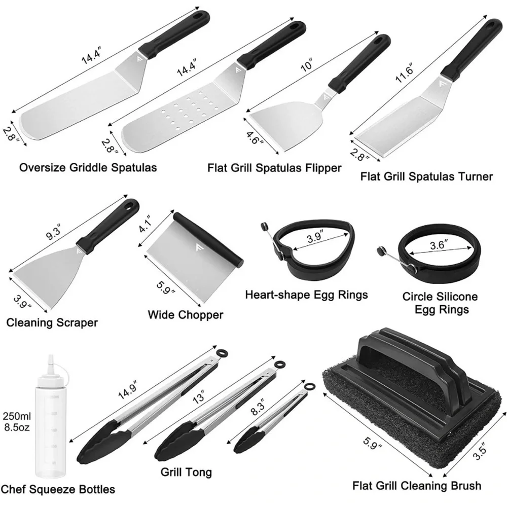 Brand New 17-Piece Griddle Accessories Kit Flat Top Grill Set BBQ Spatula Tools